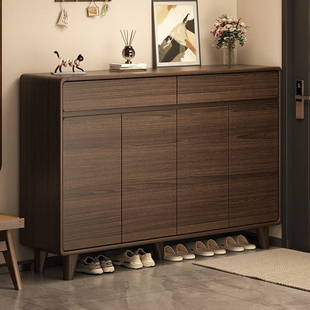 鞋柜收纳柜一体靠墙小户型家用入户中古风玄关储物置物架简约鞋架