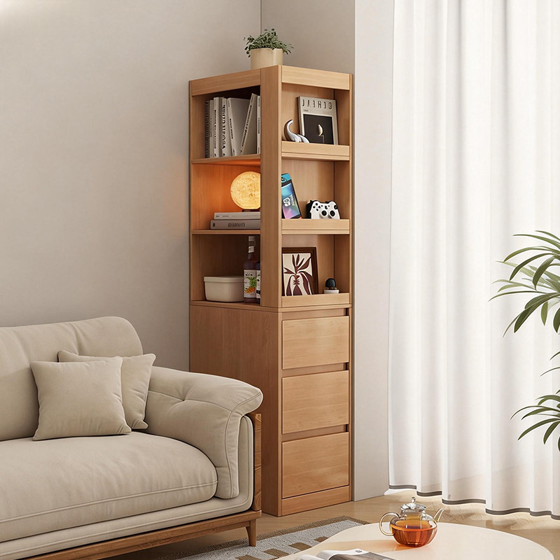 书架落地置物架一体靠墙窄缝收纳储物柜家用书柜靠墙转角立柜窄柜