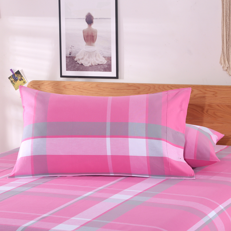 纯棉粗布枕套信封式成人学生一对