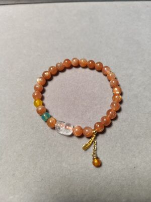 一图一物7mm精品金太阳石～金沙满满璀璨闪耀干净色白水晶貔貅