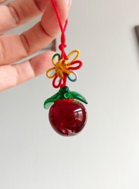 ​国家级非遗料器大师亲工平平安安苹果挂坠火中雕塑吉祥安康