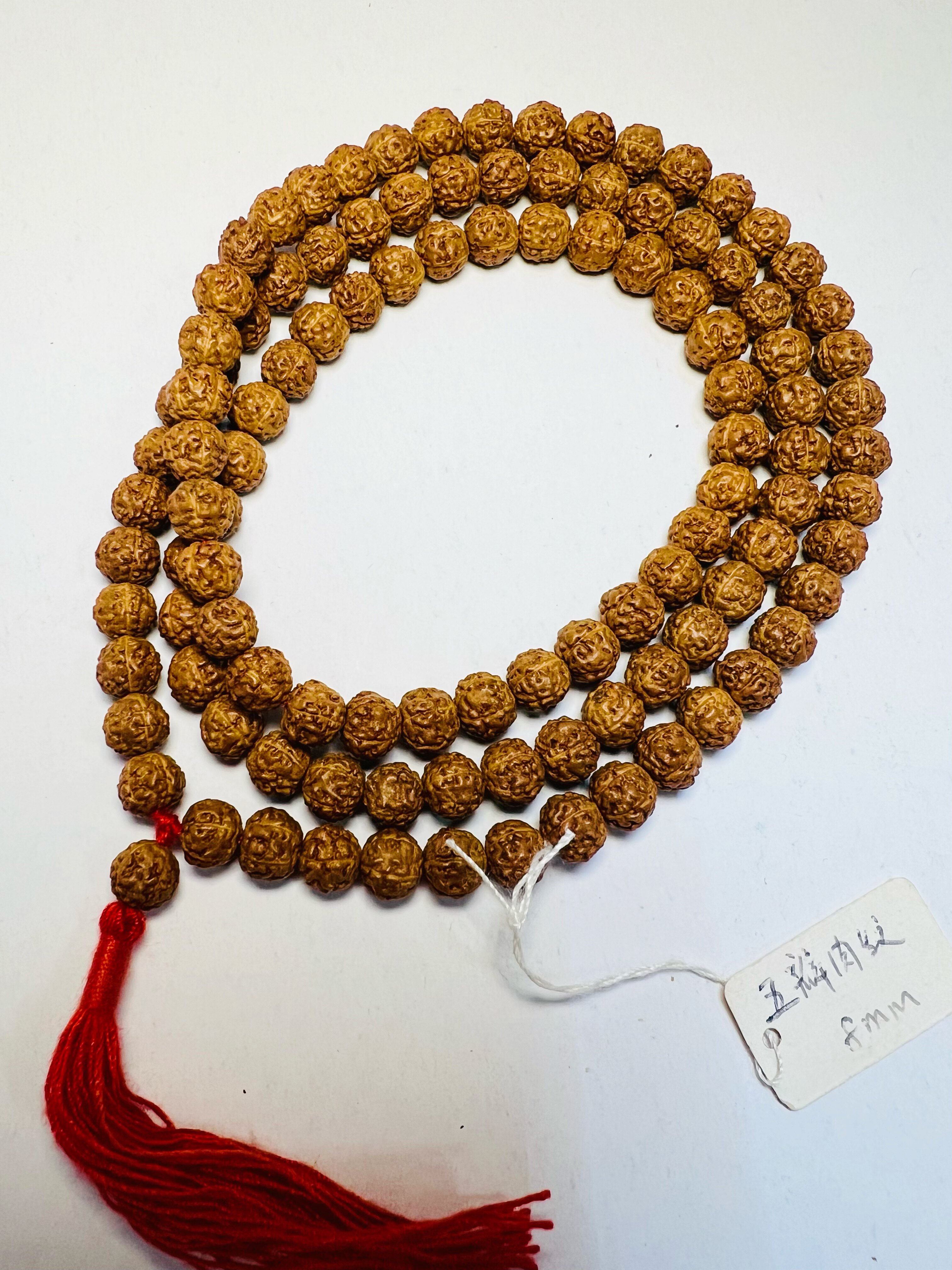 精品五瓣红皮肉纹小金刚109颗长串尺寸7.5mm优选小籽尼泊尔原绳