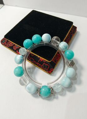 治愈系蓝水晶海纹石天河石海蓝宝白水晶一图一物精选蓝色天然宝石