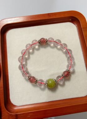 冰粉水晶+草莓晶+青提奶盖清爽浅色冰体大圈围浅粉色透着冰块光泽