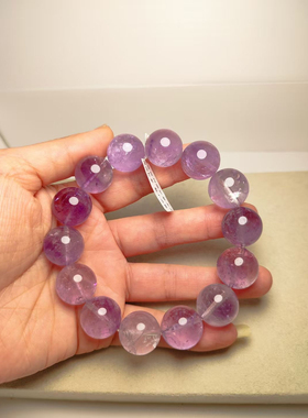 直径16.5mm大尺寸天然原矿高货玻利维亚紫水晶手串大尺寸高性价比