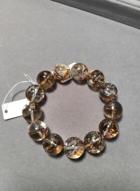 精品水晶玉石一图一物17mm高货天然金箔锦鲤凤羽晶干净通透光洁