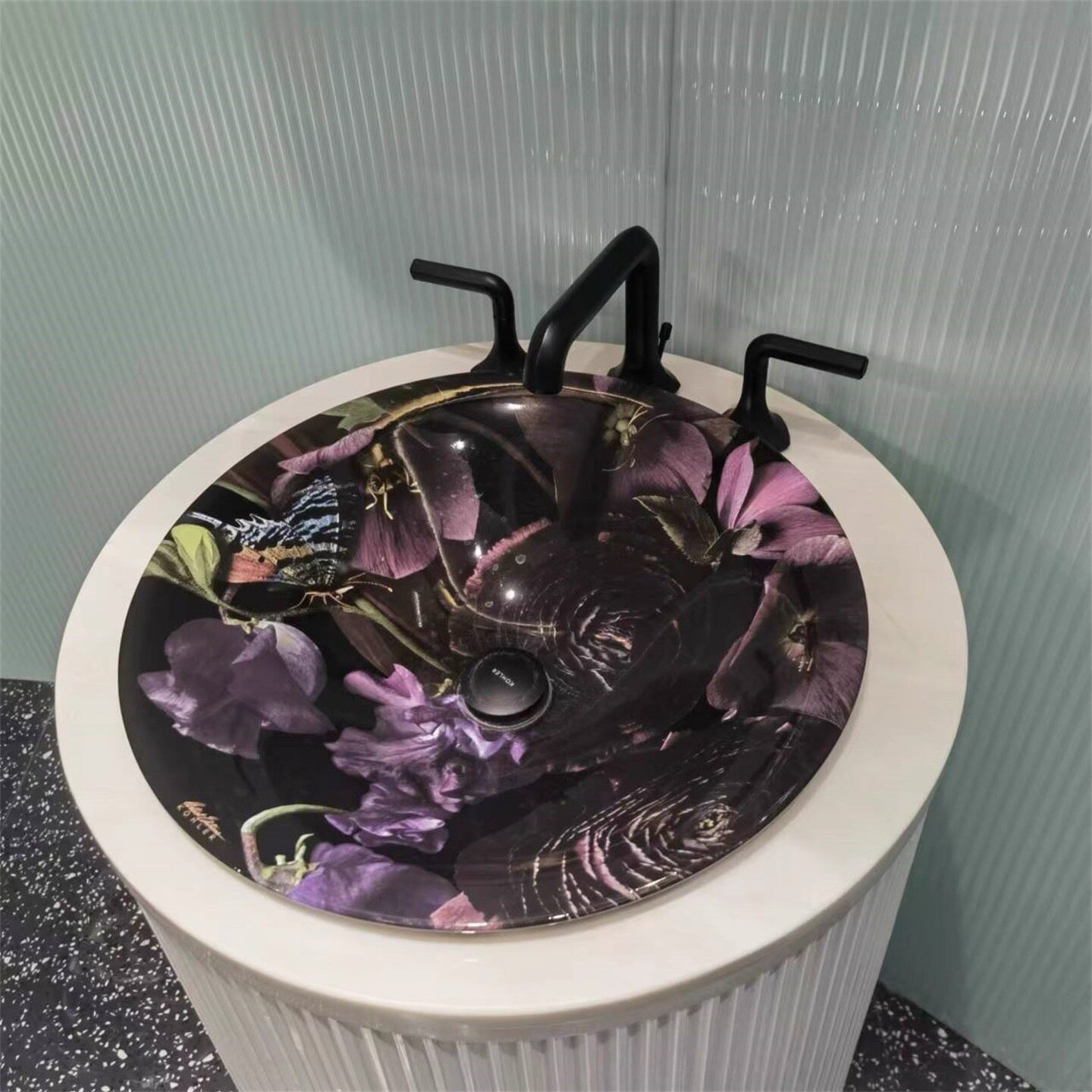 科勒原装繁花圆形陶瓷台上盆