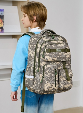 迷彩书包男童小学生一二三到六年级护脊减负大容量夏令营双肩背包