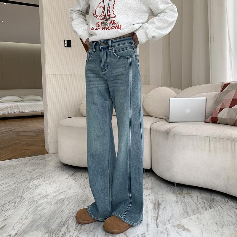 拖地阔腿牛仔裤女2025新款秋冬