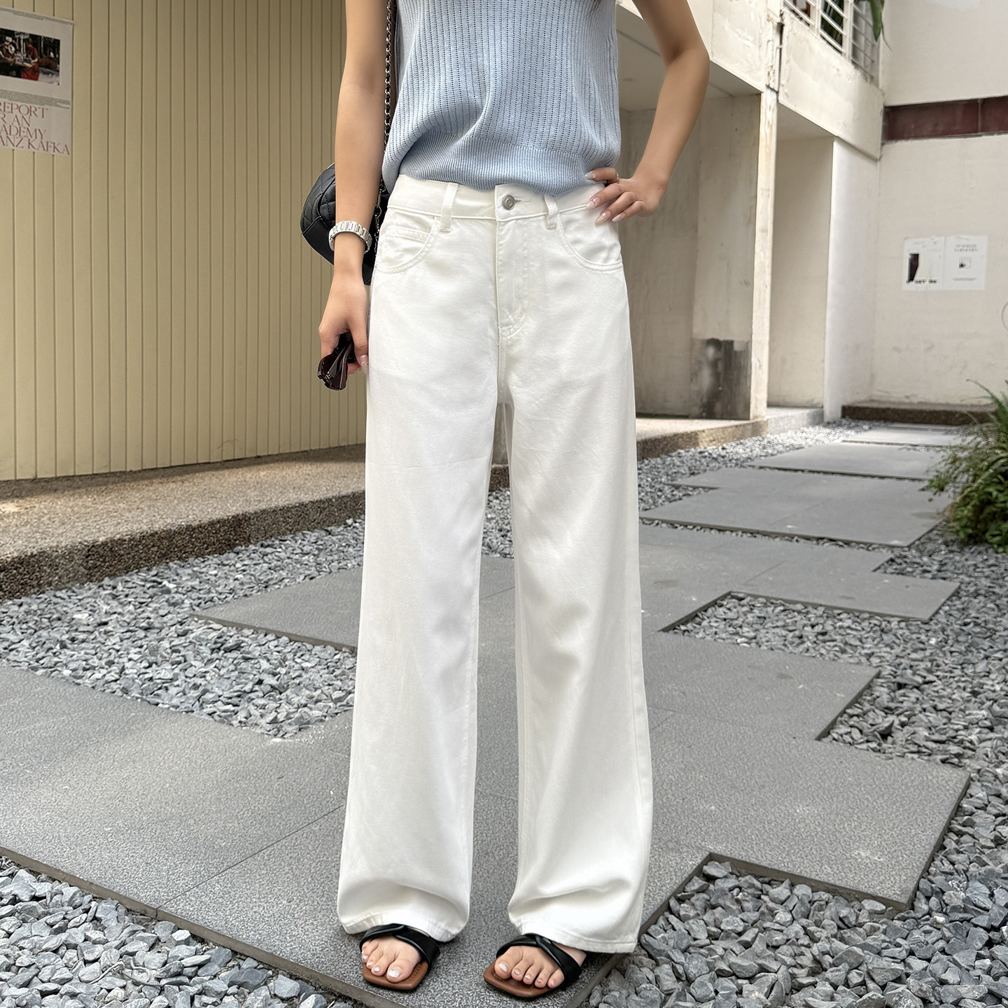 自带气场~白色天丝牛仔裤女夏薄款2026年新款直筒宽松拖地阔腿裤