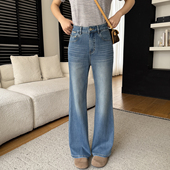 直筒宽松拖地阔腿裤 巨显高级 春季 女2026年新款 子 品质微喇牛仔裤
