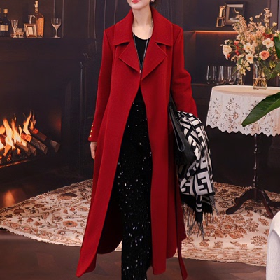 2025新款双面羊绒大衣中长款