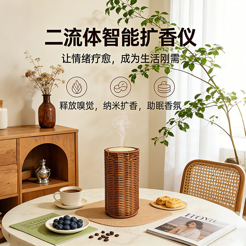 仿藤车载香薰机二流体大雾量无水纯精油扩香仪家用自动喷香机