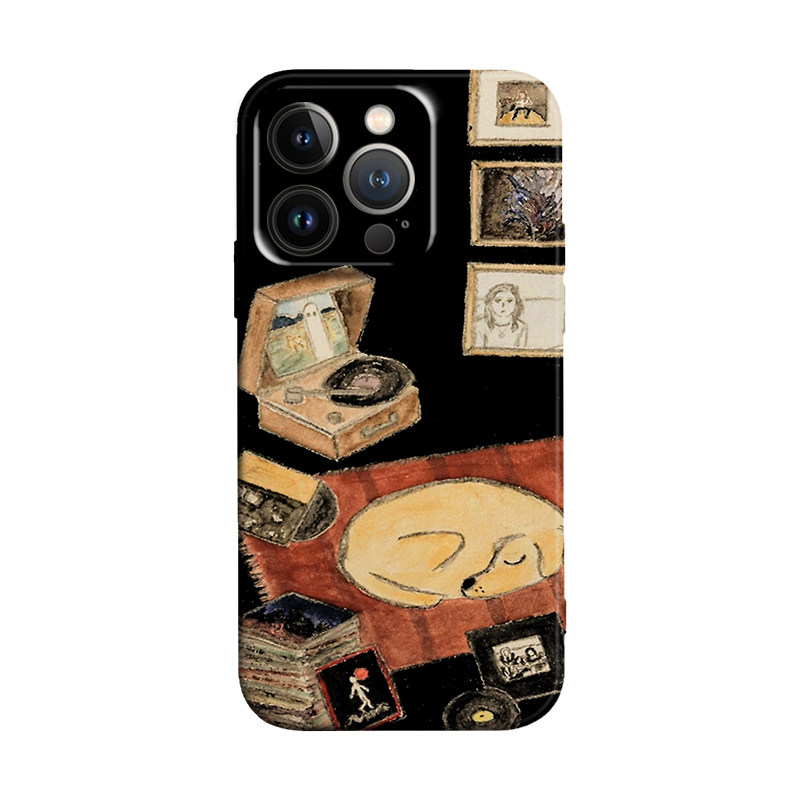 简约复古卧室安睡狗狗唱机拼贴适用于iPhone16/16e ProMax苹果15plus14Pro手机壳13保护套防摔华为mate70pro,3C数码配件,手机保护套/壳,淘宝优惠券,粉丝福利购,淘宝优惠卷