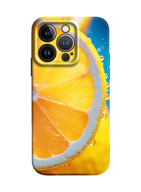ins风夏日清爽感柠檬片橙色适用于iPhone16/16e ProMax/15plus苹果14Pro手机壳13/12/11保护套防摔华为mate70