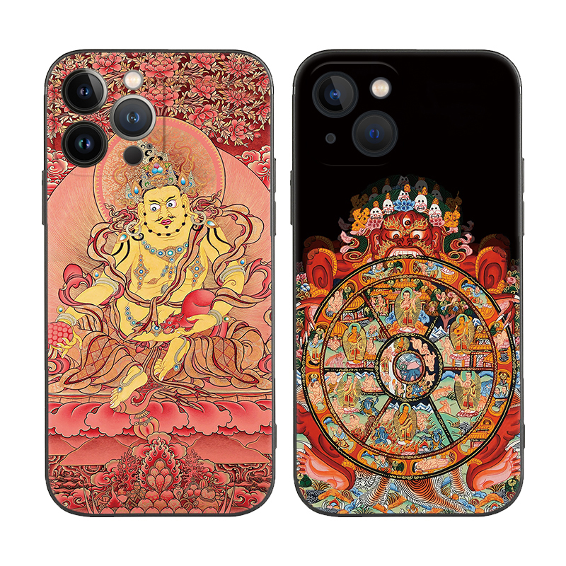 中国风传统文化唐卡黄财神周边发财好运本命适用iPhone13苹果12ProMAX手机壳11保护套/14 plus华为mate小米13