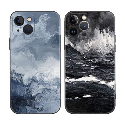日系冷淡风禁欲系山水画黑白灰冷色调适用苹果16/14 plus手机壳iPhone 17Pro max防摔保护套15pro/12/11华为