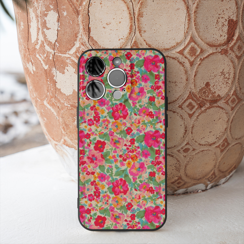 复古文艺小碎花红粉大花手机壳