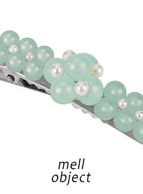 Mell翡翠白玉发夹边夹少女浪漫串珠透明水晶珍珠发饰原创设计新品