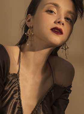 Mell灯 珍珠耳环夹女无耳洞小众复古设计感超仙网红ins