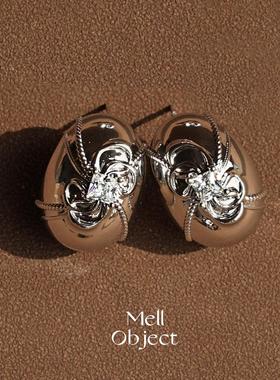 Mell金银蛋耳环 复古金属圆形耳环女轻奢高级感耳钉简约长期主义