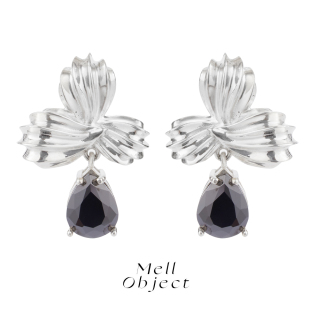 Mell黑莓奶油短款 耳环锆石复古少女耳夹耳饰环原创设计简约精致