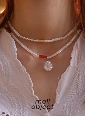 Mell天然母贝淡水珍珠手工串珠项链 小众气质高级度假风原创设计