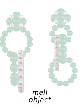 Mell翡翠白玉环耳环 水晶串珠珍珠耳夹原创设计感耳饰耳钉小众