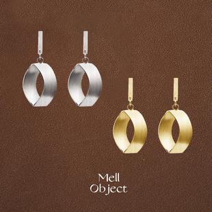 Mell水滴片拉丝耳环 金色耳钉女无耳洞极简约长期主义原创设计