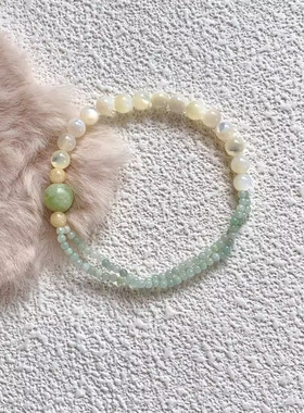 原创设计白蝶贝手串石马蹄螺双层