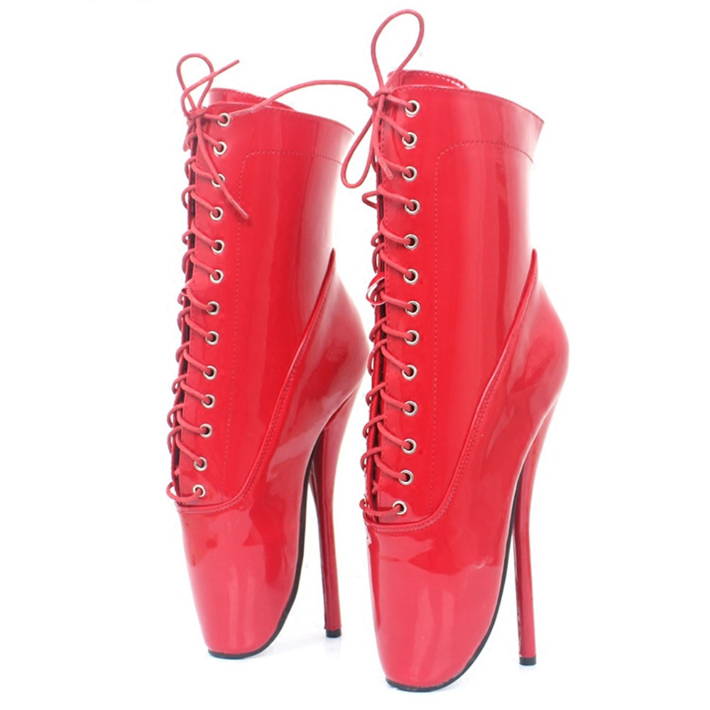 18公分超高高跟鞋细跟芭蕾舞短靴情趣女王调教SM变装大码裸靴虐足