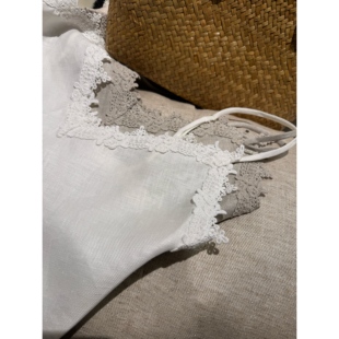 nczz 天丝亚麻蕾丝吊带 奶皮蕾丝