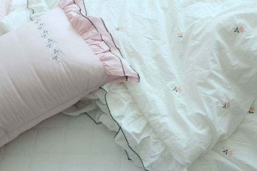 韩国高密度棉春夏荷叶边绣花被子