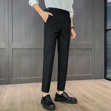 那不勒斯高腰垂感直筒裤细条纹休闲西裤XK005-P78，男装西裤，星座1606-1