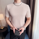 DS008-P42男士半高领短袖T恤春夏新款时尚百搭修身立体打底衫，男装T恤，星座1606-1