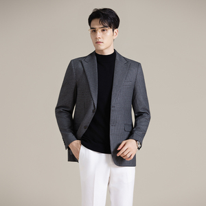 韩版修身西服时尚休闲小方格西装外套DX50-P148图片