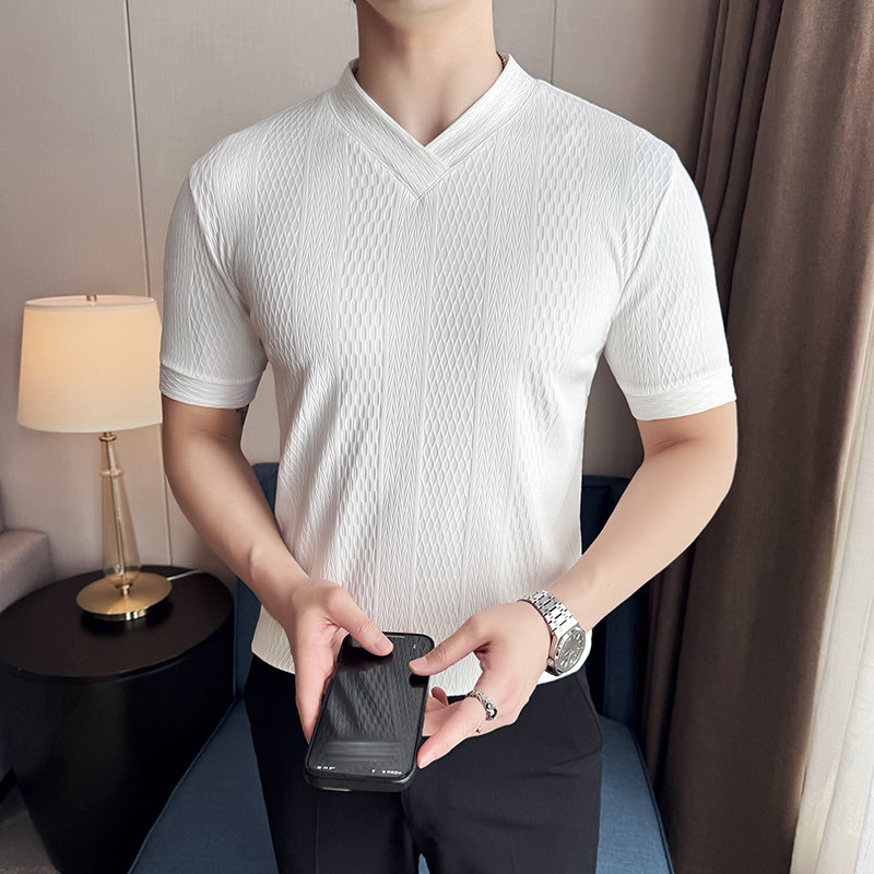 DS016-P39男士V领短袖T恤春夏新款时尚百搭修身立体打底衫,男装T恤,星座1606-1