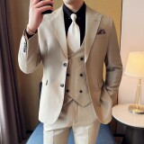 男士商务休闲西装韩版修身纯色光亮版定制西服三件套2517-P280，男装西服套装，星座1606-1