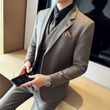 华夫格毛呢西服韩版修身商务西装三件套1851-P280，男装西服套装，星座1606-1
