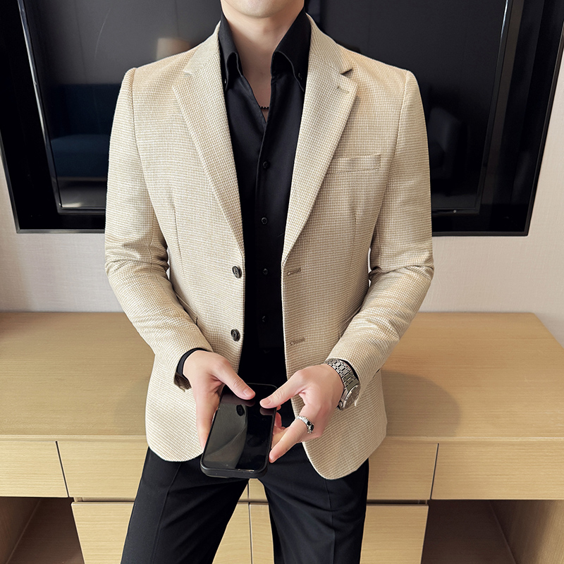 亮丝千鸟格两粒扣西服商务休闲西装外套DX39-P155，男装西服套装，星座1606-1