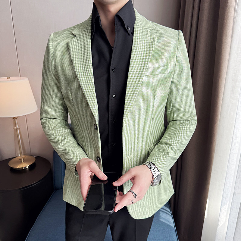 亮丝千鸟格两粒扣西服商务休闲西装外套DX39-P155，男装西服套装，星座1606-1