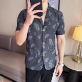 夏季冰丝短袖西服无里衬提花休闲西装DXZ003-P88，男装T恤，星座1606-1