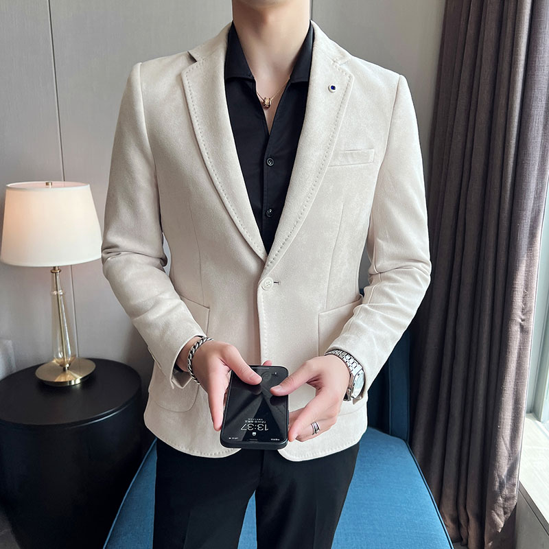 韩版修身麂皮绒商务休闲西服9929-P135,男装西服,星座1606-1