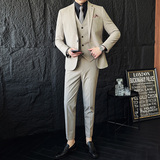 韩版修身商务西服条纹西装三件套1819-P265，男装西服套装，星座1606-1