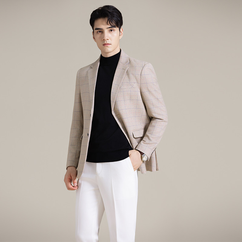 韩版修身西服时尚休闲格子西装外套DX49-P148,男装西服套装,星座1606-1