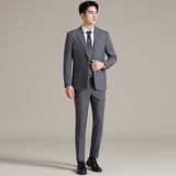 简约男士商务休闲西装韩版修身条纹西服三件套2514-P280，男装西服套装，星座1606-1