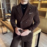 雪尼尔人字纹男士商务休闲西服双排扣西装套装2527-P220，男装西服套装，星座1606-1