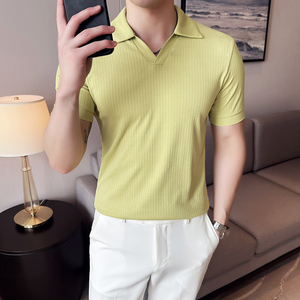 DS010-P48男士短袖POLO衫春夏新款时尚百搭修身立体T恤图片