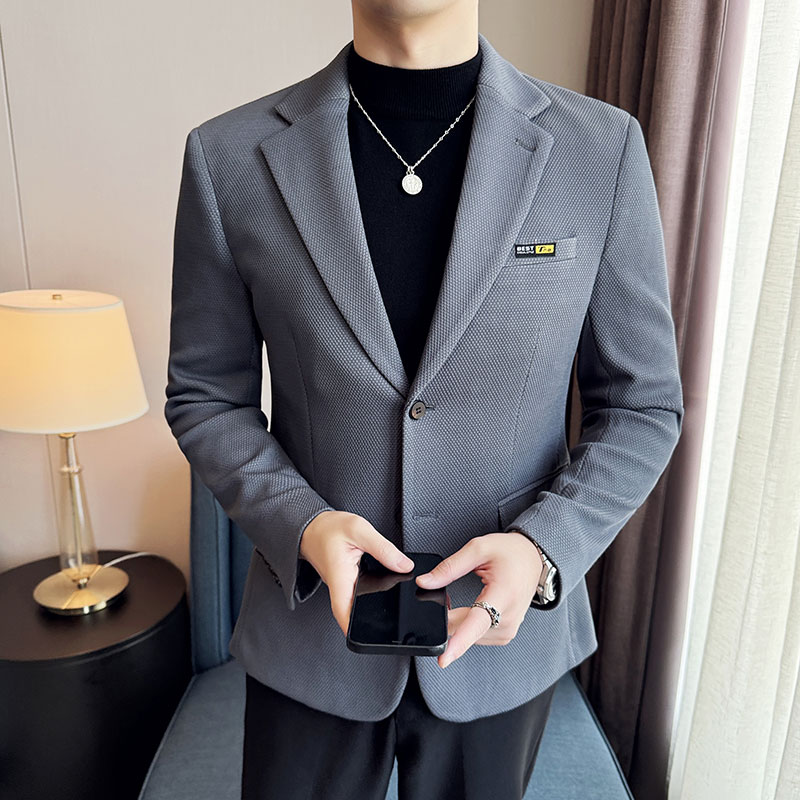 小香风仿棉提花韩版修身西服菠萝格时尚休闲西装外套DX14-P148，男装西服套装，星座1606-1