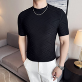 DS017-P38男士半高领短袖T恤春夏新款时尚百搭修身立体打底衫，男装T恤，星座1606-1